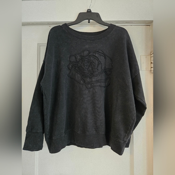 Maurices Black Sweater with Rose Design - Picture 2 of 6